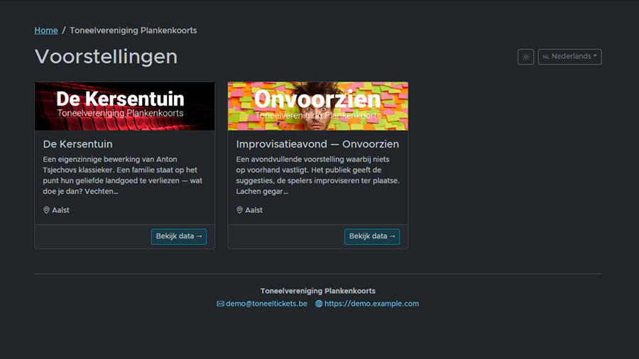 Zaalplan & checkout